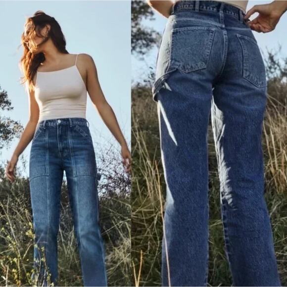 Reformation Denim Kealy Carpenter Utility Jeans 30 High Rise Relaxed Straight - Picture 4 of 13